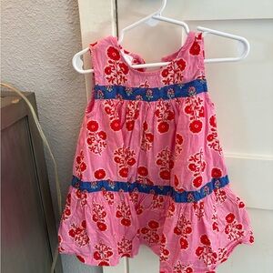 Mud Pie Pink Dress with Red and Blue Floral Design